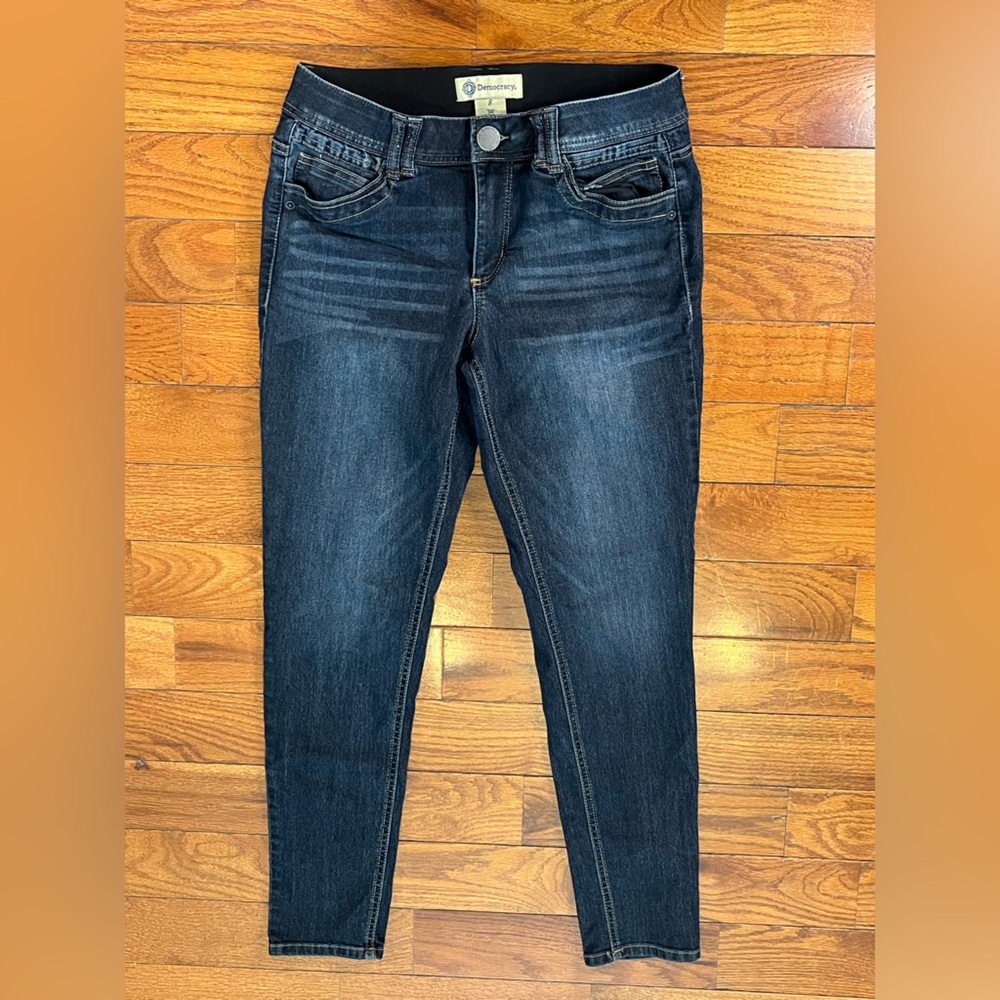 Democracy Women’s Dark Wash Ab Technology Reinforced Waist Tapered Jeans Size 8